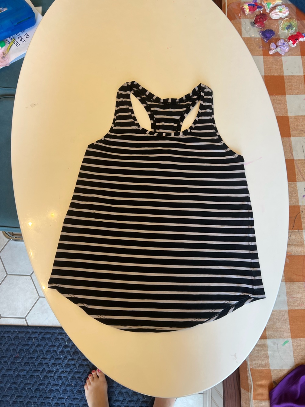 lululemon athletica Black & White Striped Racerback Tank